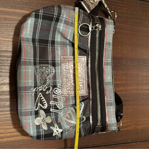 Coach Poppy Blue / Silver Tartan Plaid Crossbody Bag - Picture 9 of 12